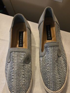 Steven By Steve Madden Light Gray Woven Slip-On Loafers Size 9